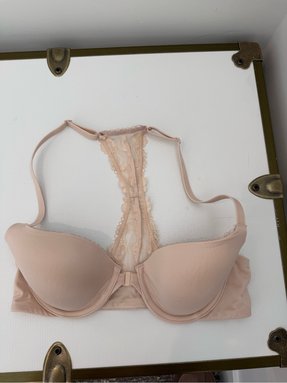 Victorias Secret Nude Lace Racerback T-Shirt Bra - Women Intimates